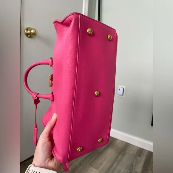 YSL Saint Laurent Classic Y Cabas Fuchsia Leather Satchel - Picture 5 of 16